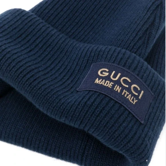 💯😍🆕Authentic 2024 UNISEX GUCCI Logo Patch Ribbed Knit Wool Beanie - Picture 13 of 15